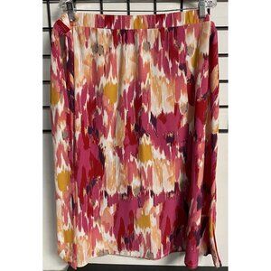 Cupio Full Skirt Womens XL Attached Belt Pink Orange Elastic Waist